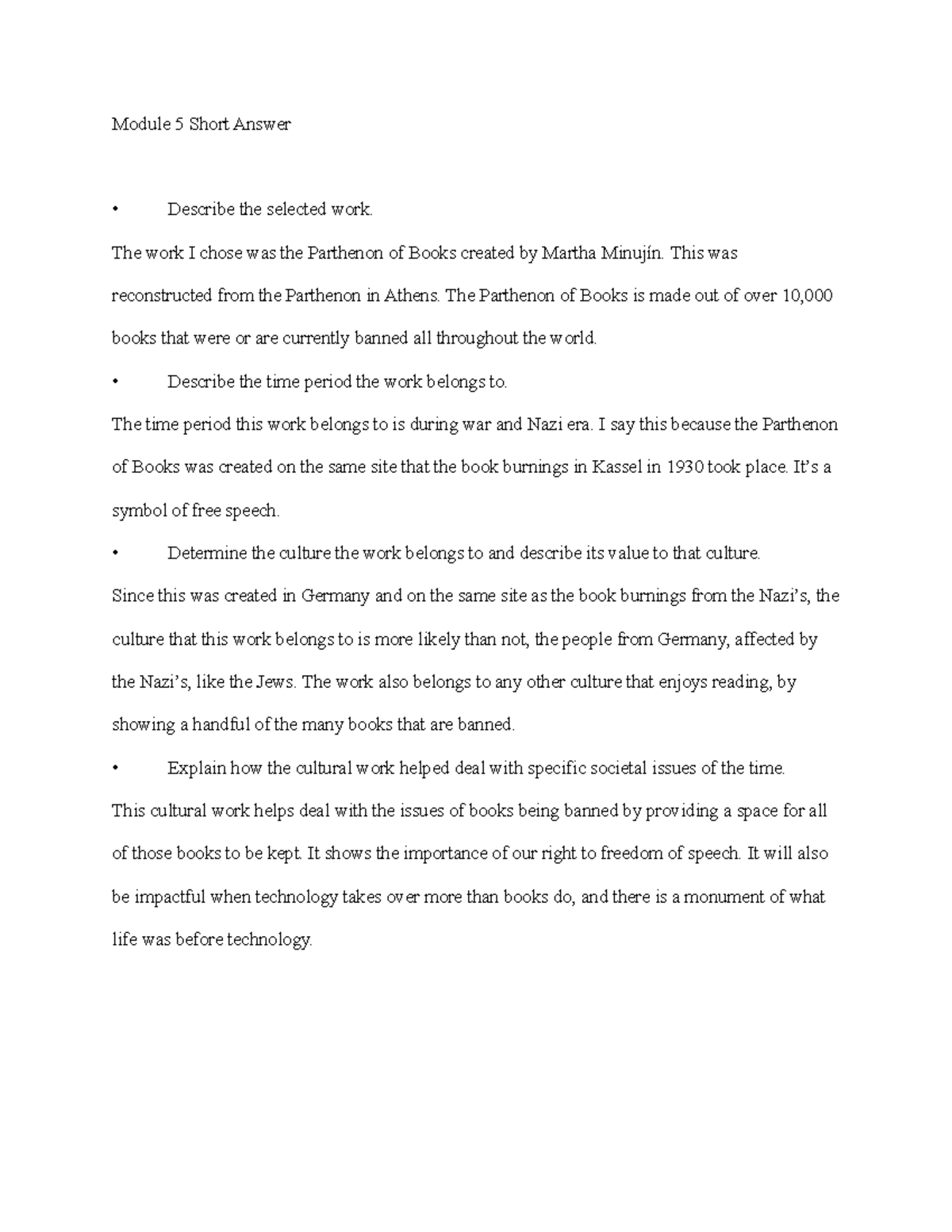 Module 5 Short Answer Module 5 Short Answer Describe The Selected Work