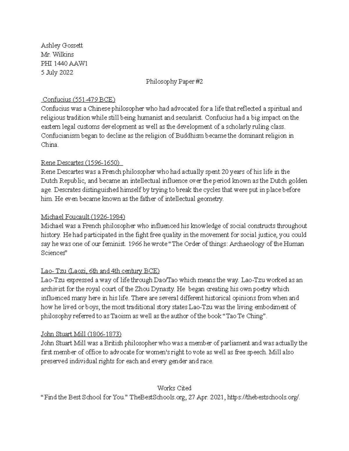 Phil 2 (1) - hhhh - Ashley Gossett Mr. Wilkins PHI 1440 AAW 5 July 2022 ...