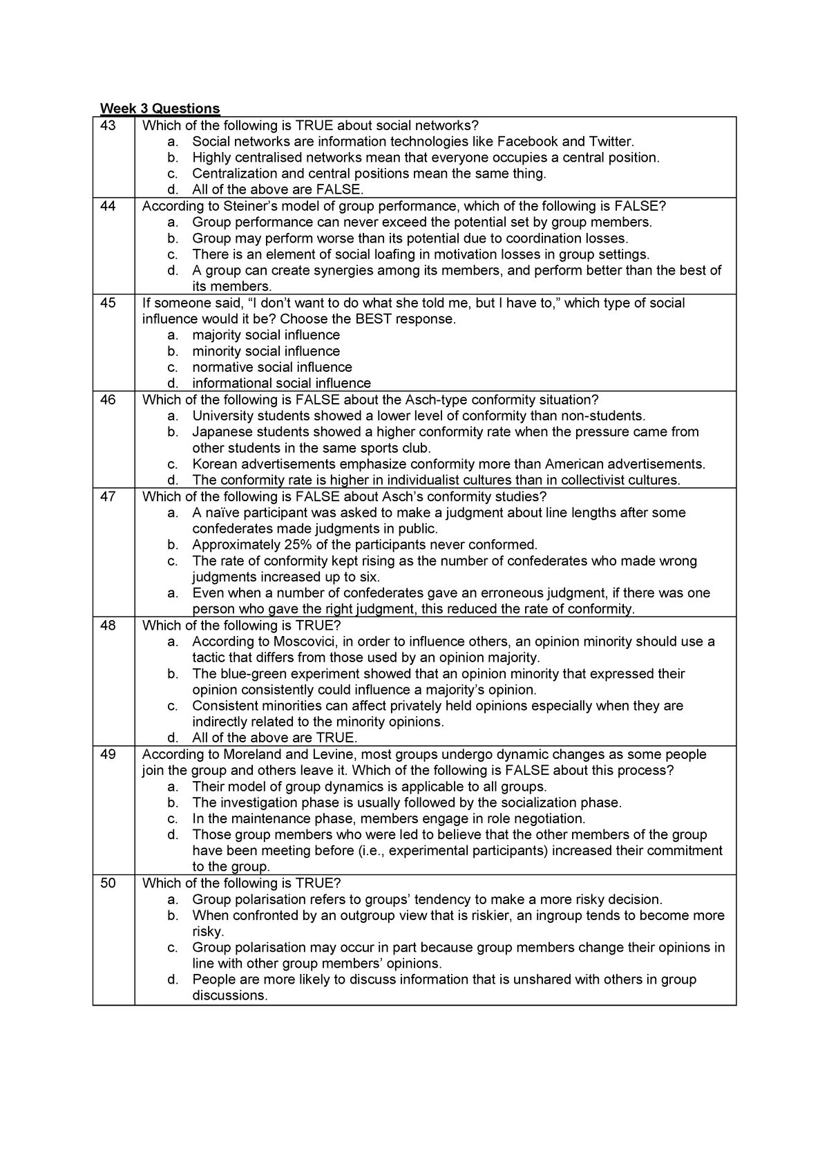 Practice Exam 2014 Mind, Brain & Behaviour: questions week 3 - Week 3 ...