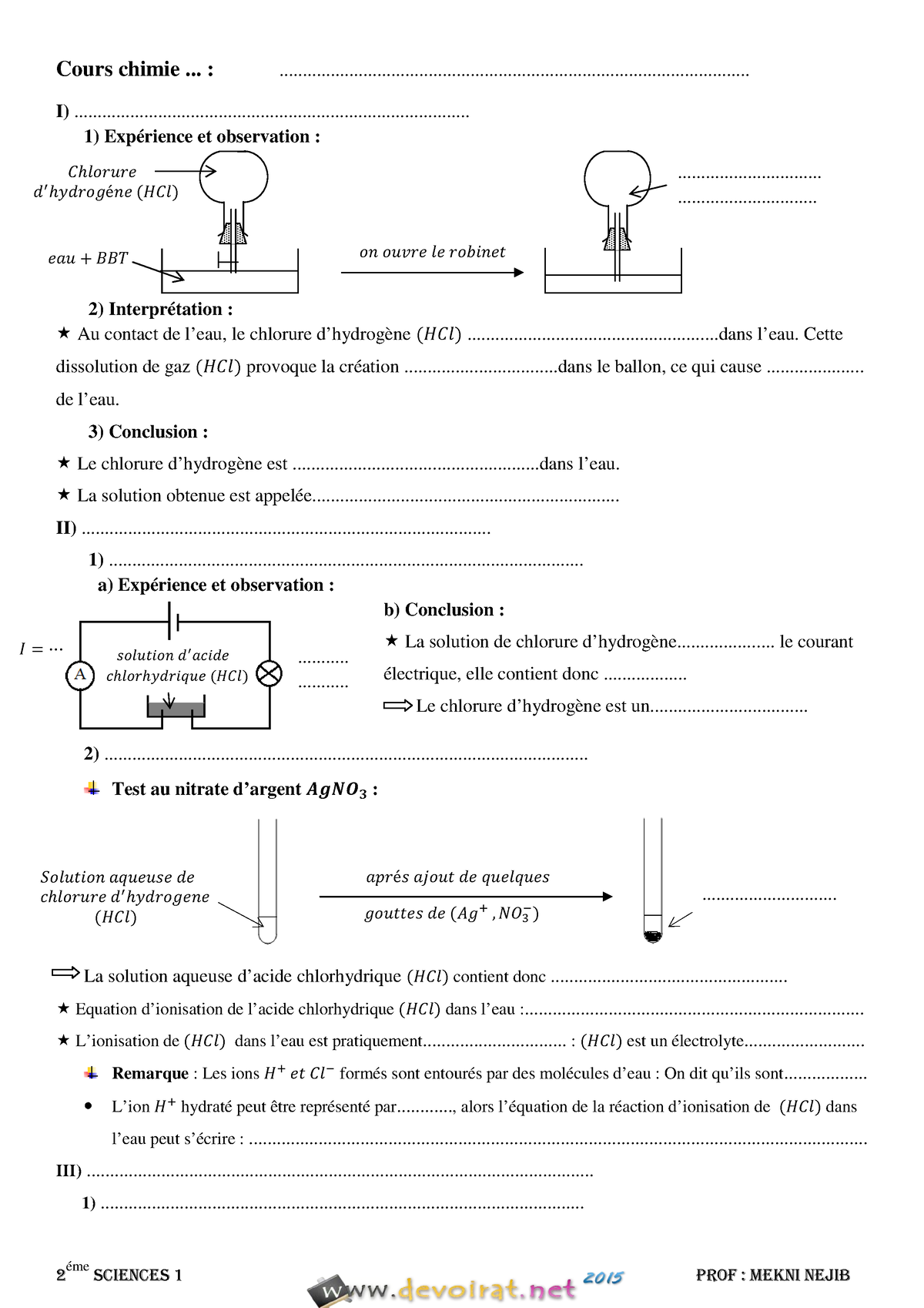 Cours - Chimie Solution Aqueuse D'acide - 2ème Sciences (2014-2015 ) Mr ...