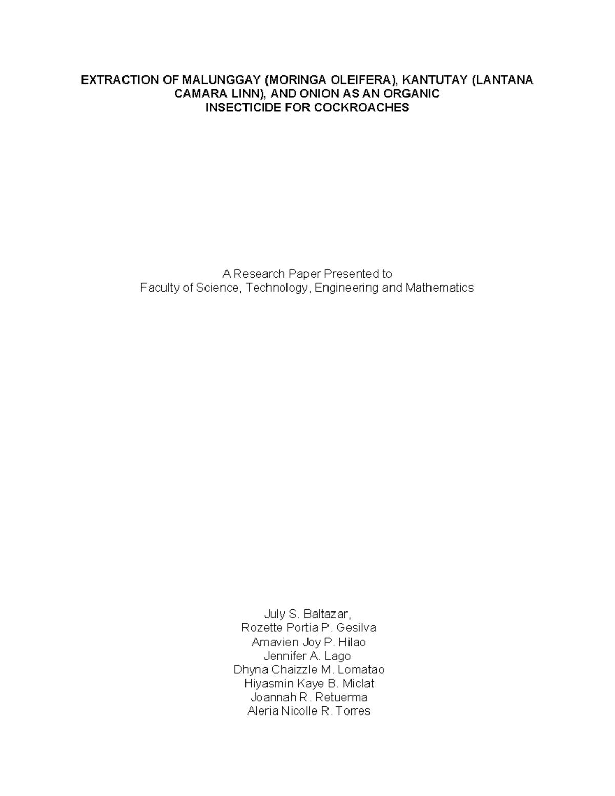 Insecticides - chhhhhhhhvf - EXTRACTION OF MALUNGGAY (MORINGA OLEIFERA ...