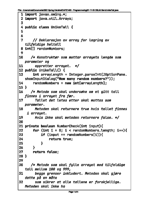 1. Obligatorisk Oppgave I Programmering - DAPE1400 - Studocu