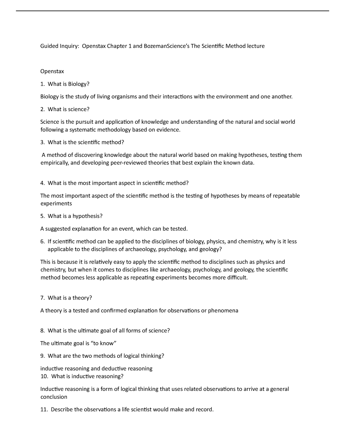 Lab1 Guided Inquiry scientific method - Guided Inquiry: Openstax ...