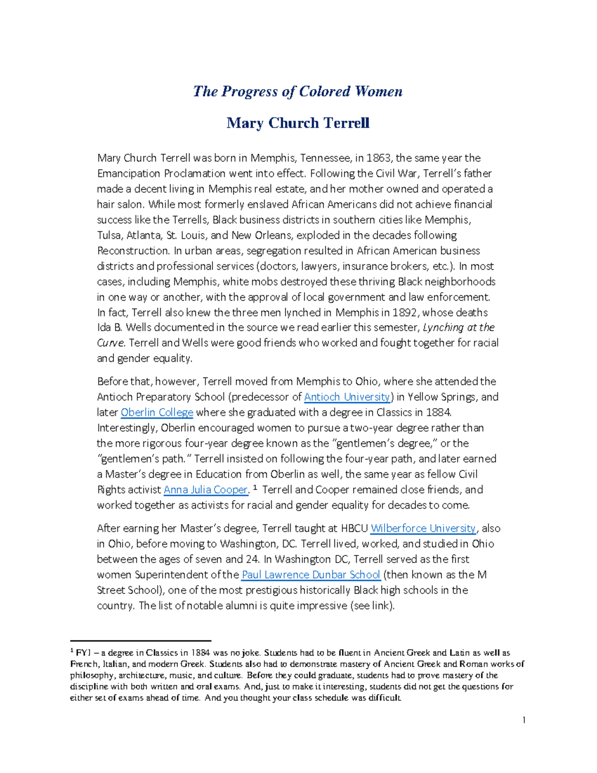 Mary Church Terrell, The Progress of Colored Women - The Progress of ...