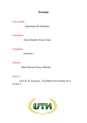 Portada 1 - tarea - Historia de honduras - UTH - Studocu