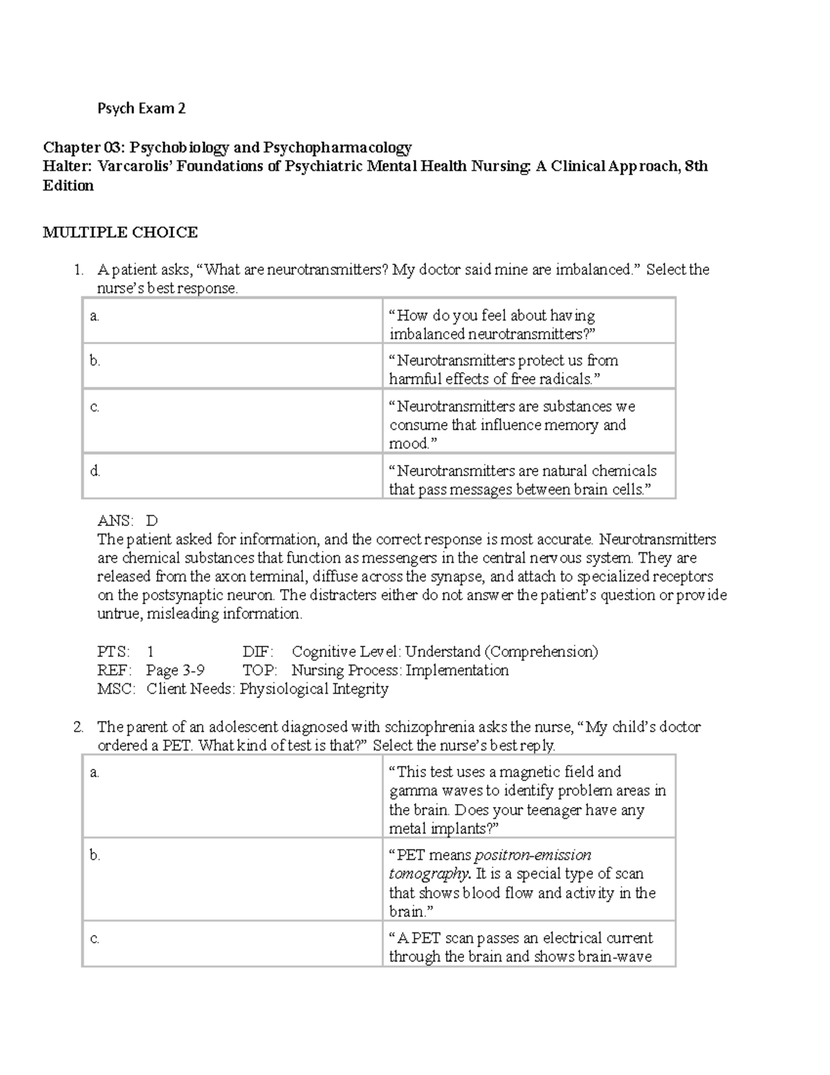 This is another document - Psych Exam 2 Chapter 03: Psychobiology and ...