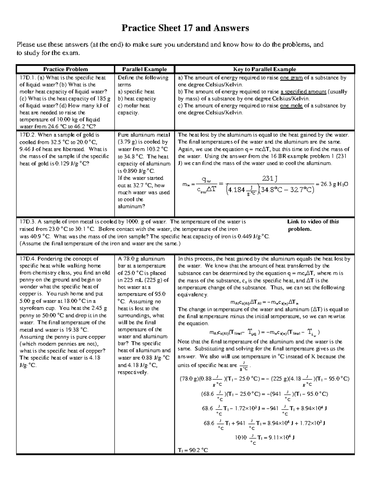 Practice Sheet 17 Answers - Practice Sheet 17 and Answers Please use ...