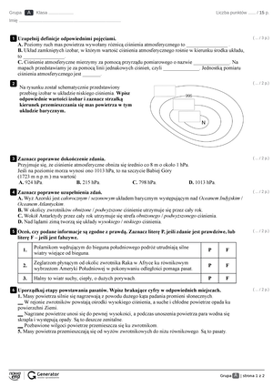 Test - Rozdzia 4. Hydrosfera Test Z Widoczna Punktacja - Grupa A ...