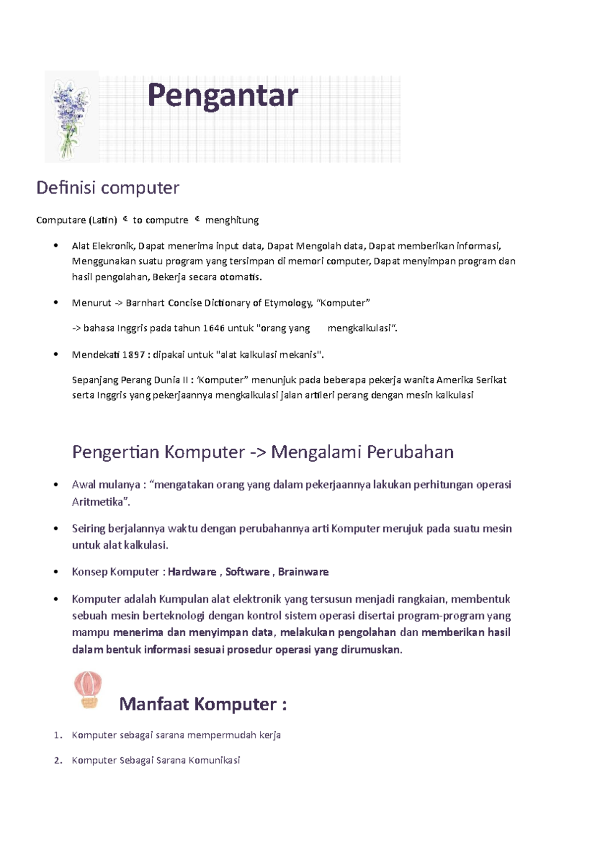 Rangkuman Materi Sistem Teknologi Ilmu Komputer - Pengantar Definisi ...