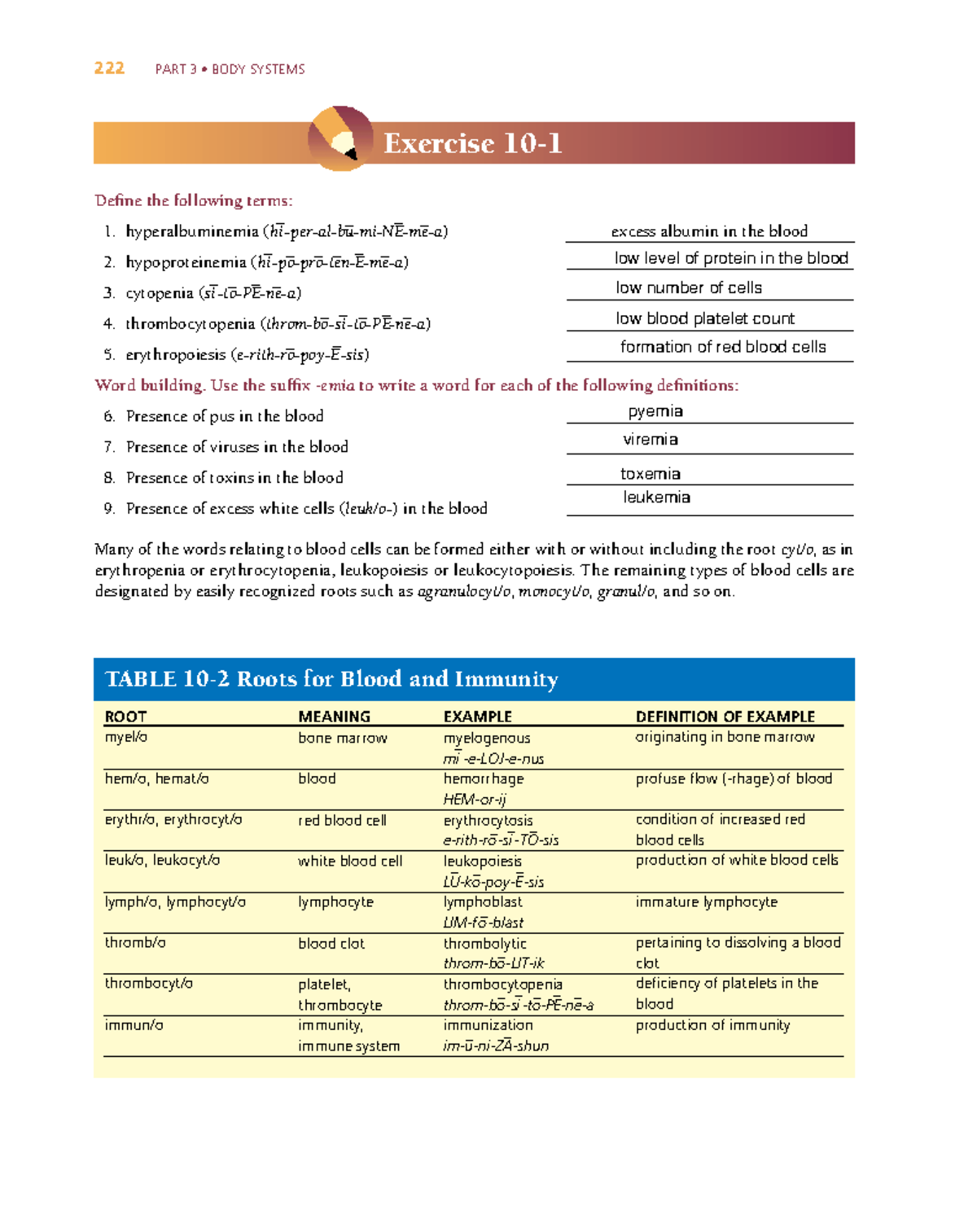 Tarea Chapter 10 - Answer Medical Terminology - 222 PART 3 • BODY ...