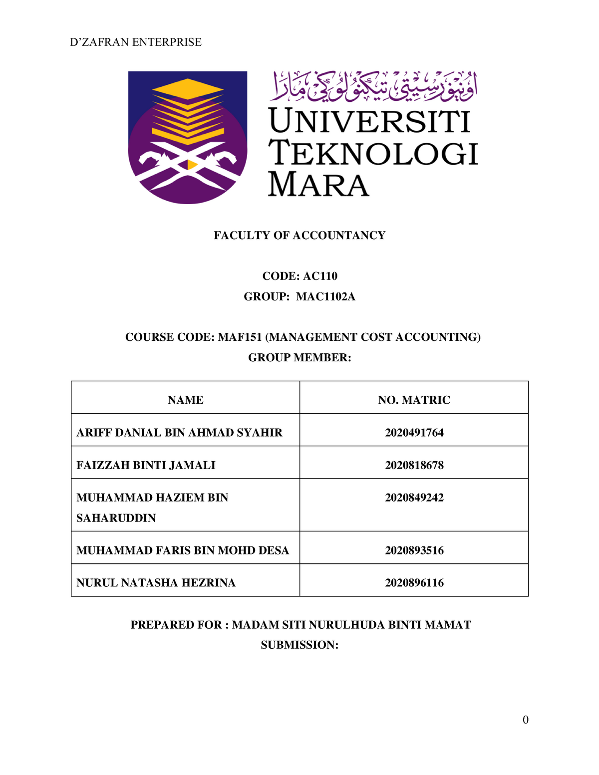 maf151 group assignment pdf