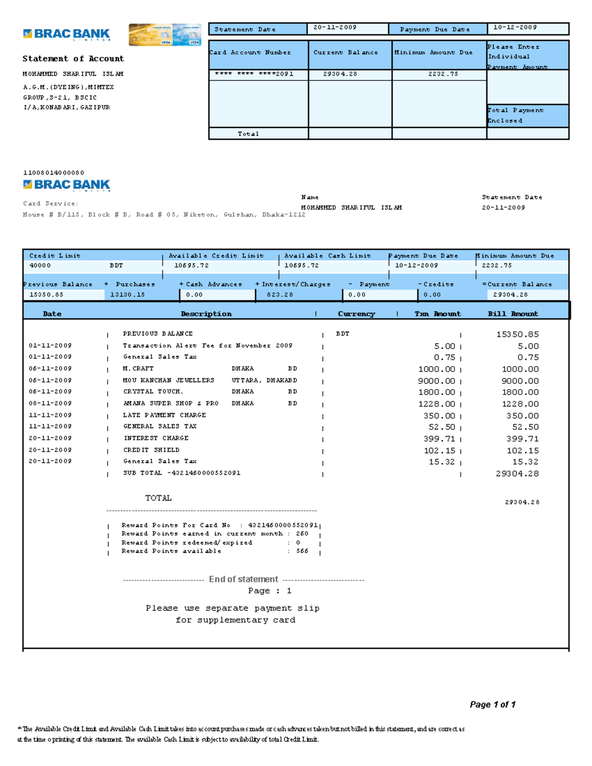 bank statements - 0. Statement of Account Statement Date Payment Due ...