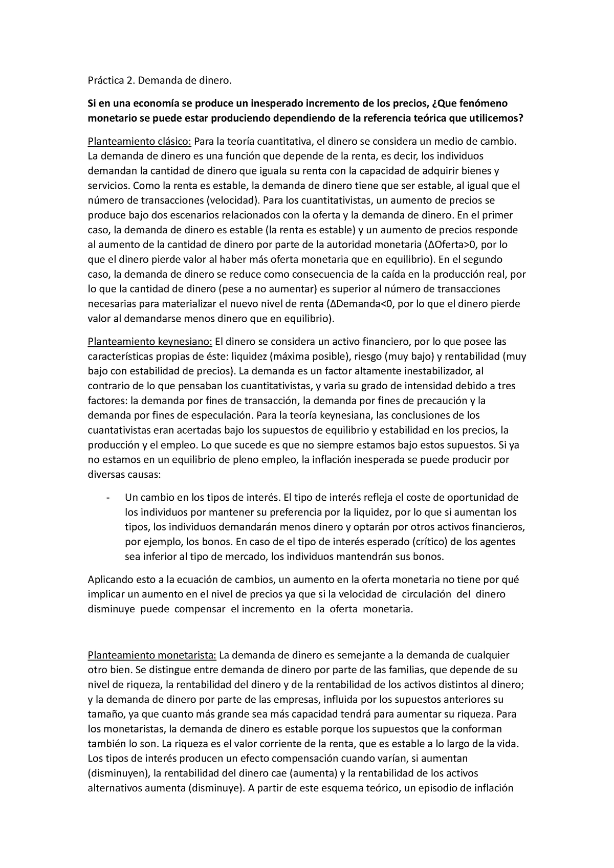 Práctica 2 Inflación Práctica 2 Demanda De Dinero Si En Una Economía Se Produce Un 6085