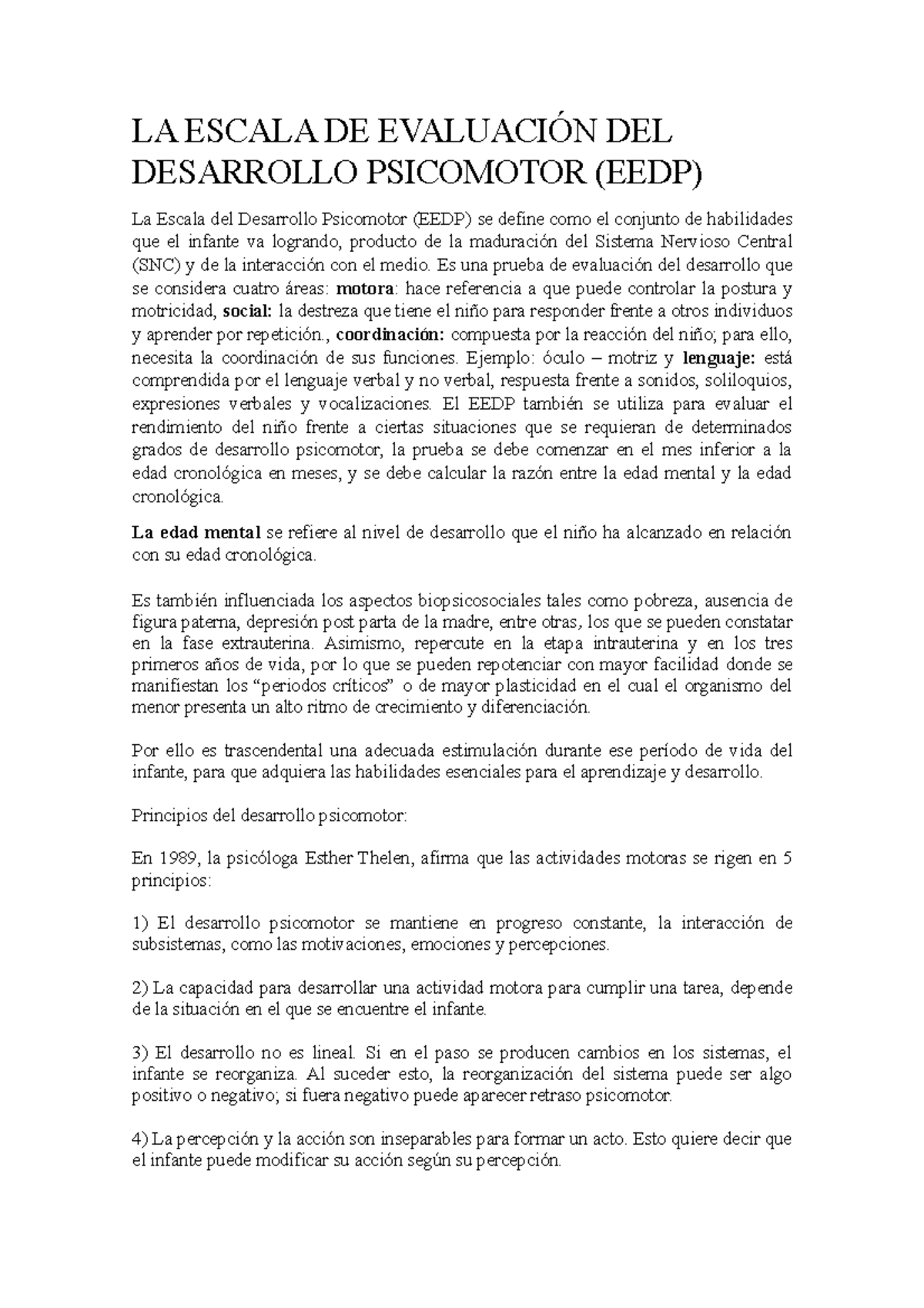 EEDP-desarrollo - LA ESCALA DE EVALUACIÓN DEL DESARROLLO PSICOMOTOR ...