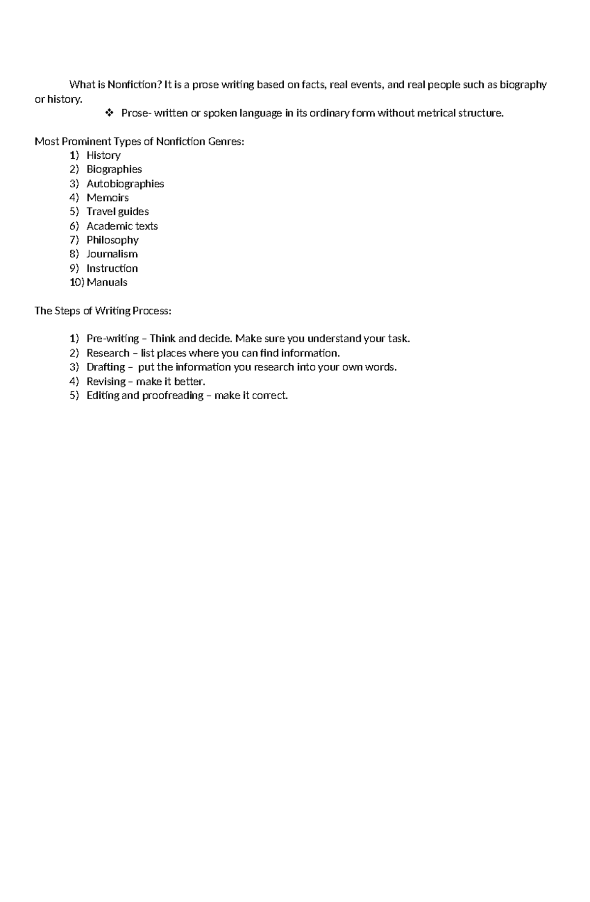 What is Nonfiction - r657 - What is Nonfiction? It is a prose writing ...