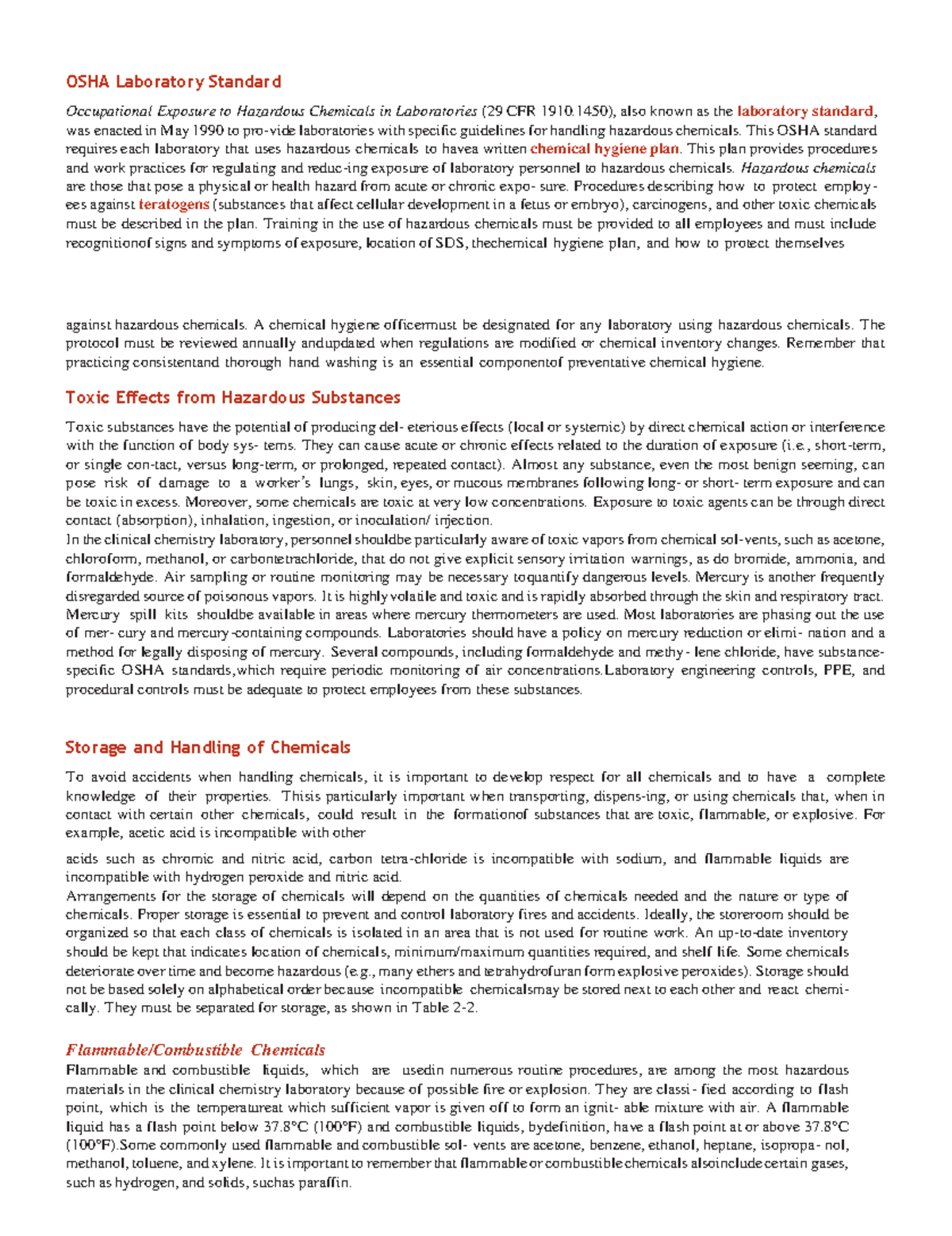 OSHA Laboratory Standard OSHA Laboratory Standard Occupational