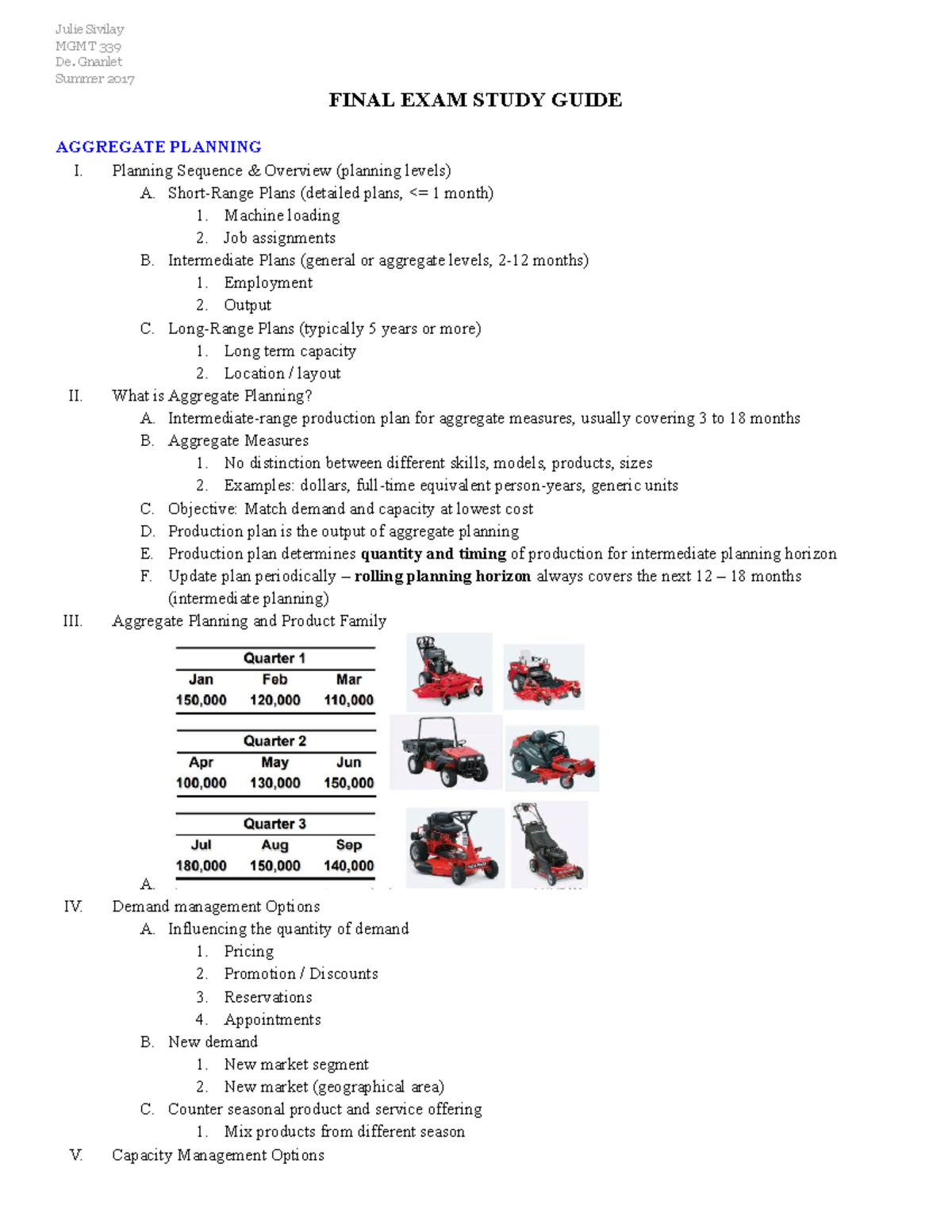 MGMT 339 Final Exam Study Guide - Julie Sivilay MGMT 339 De. Gnanlet ...