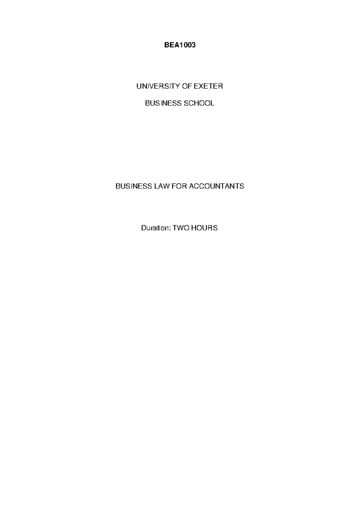BEA1003- Exam Questions to Practice DOCX - BEA UNIVERSITY OF EXETER ...