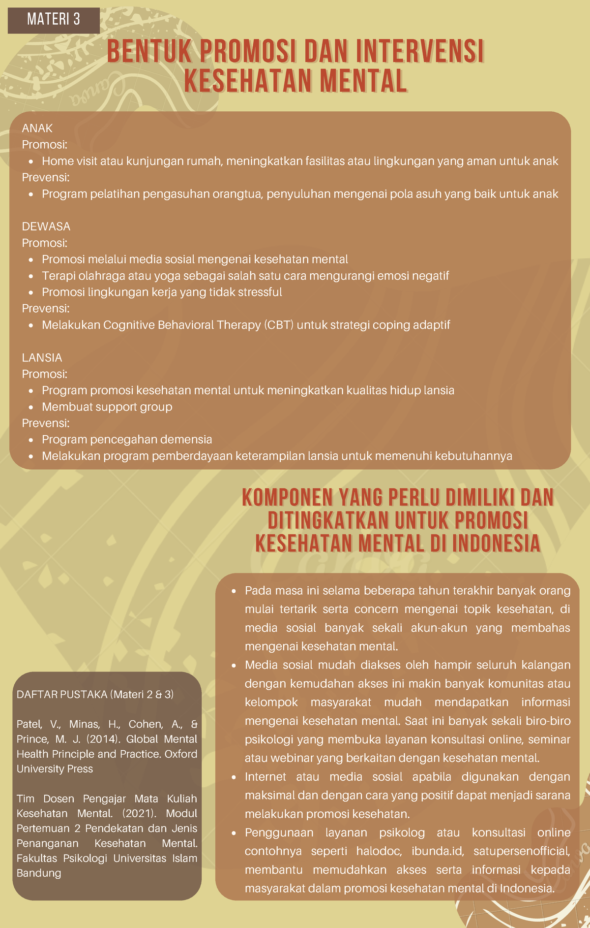 Bentuk Promosi DAN Intervensi Kesehatan Mental - MATERI 3 BENTUK ...