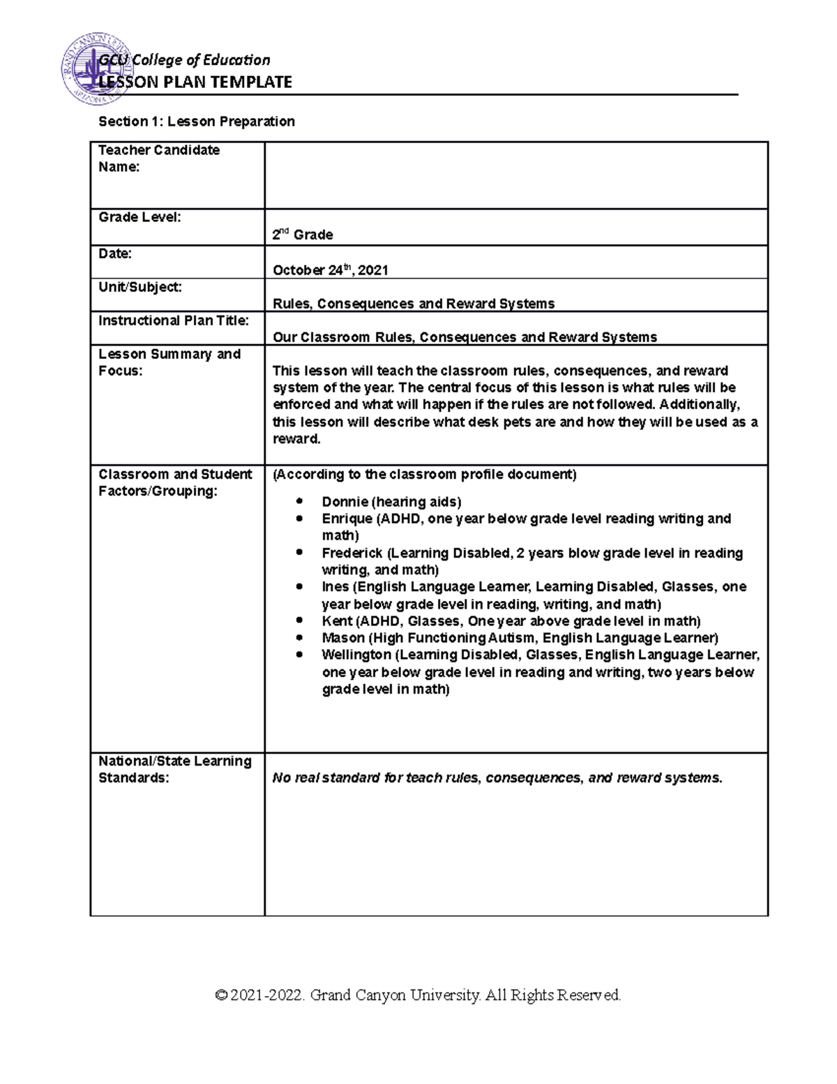 Topic 4 coe-lesson-plan for Rules, Behavior, Consequences - LESSON PLAN ...