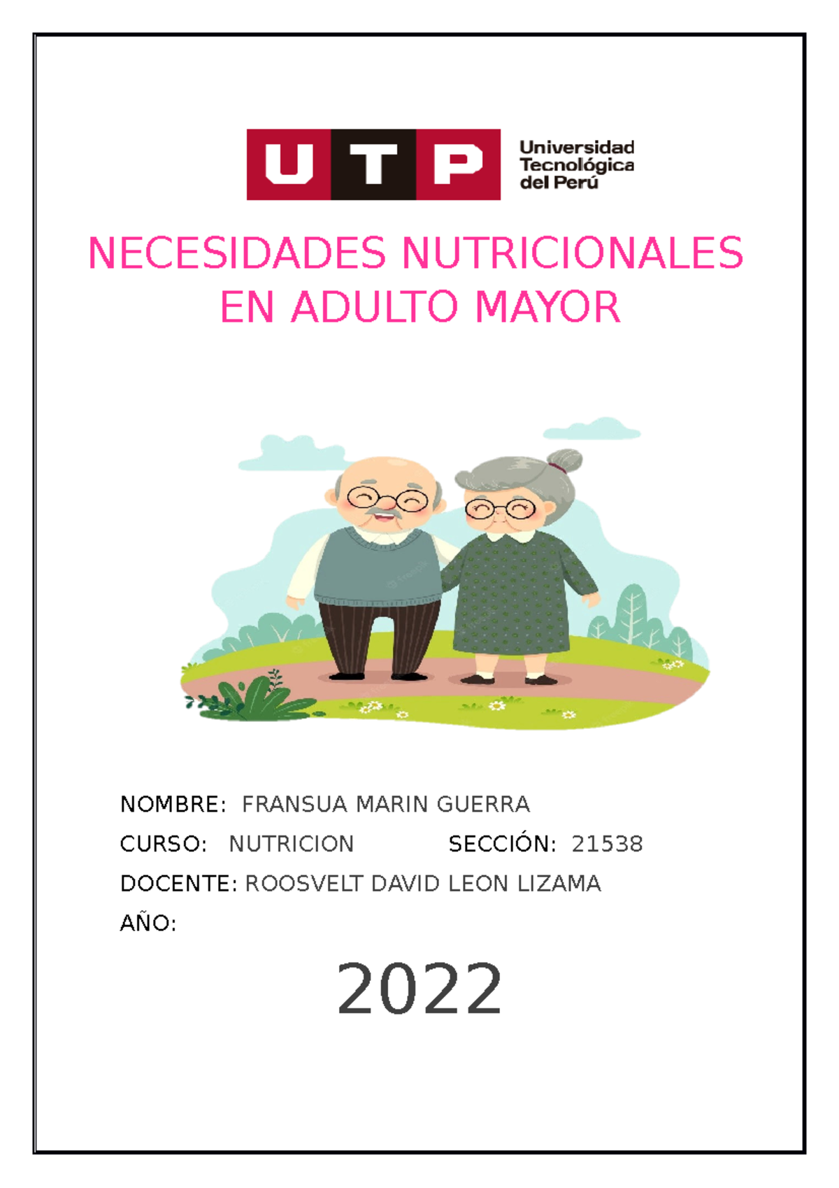 Semana 12 Necesidades Nutricionales EN Adulto Mayor - NECESIDADES ...