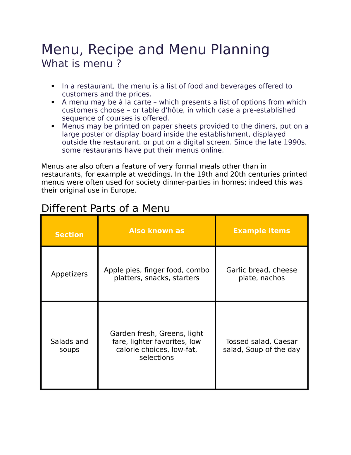 7MENU Recipe MENU Planning Menu Recipe And Menu Planning What Is 