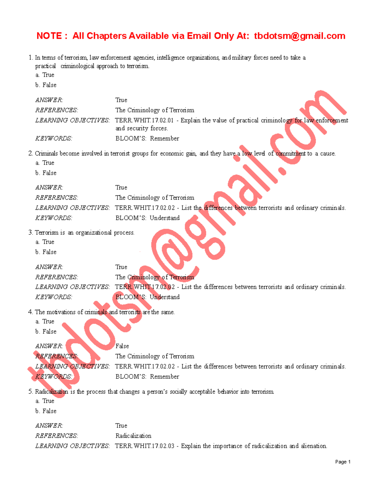 Solutions Manual and Test Bank For Terrorism and Homeland Security 10th