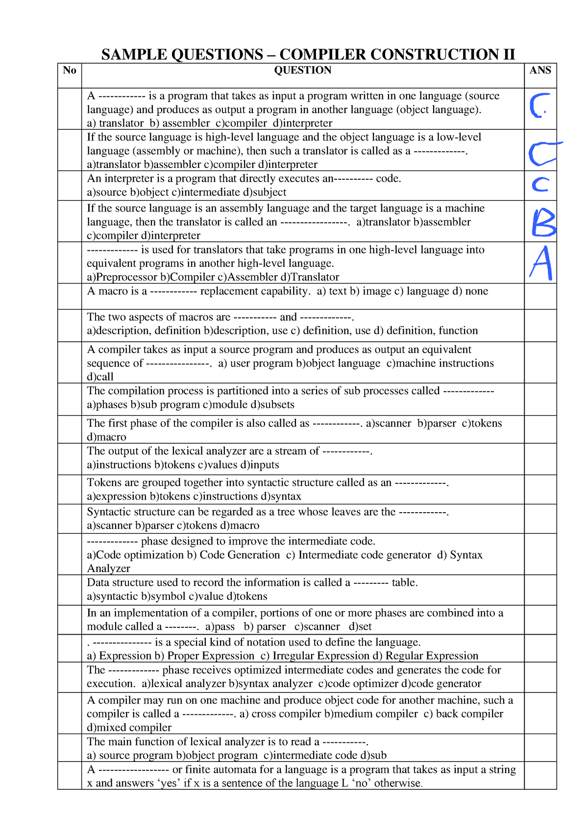 compiler-construction-ii-sample-questions-compiler-construction-ii