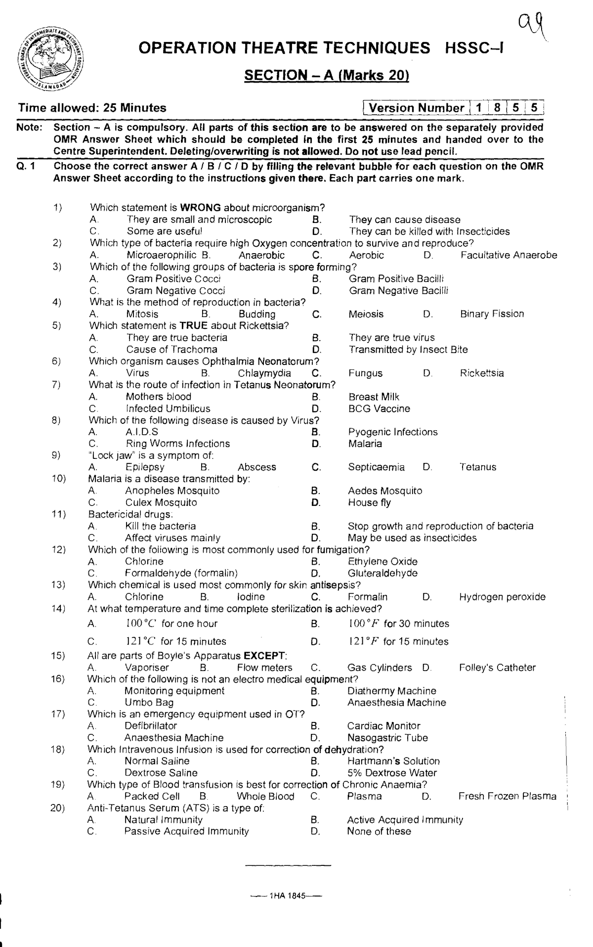 operation-theatre-techniques-exam-guidelines-pu-punjab-university