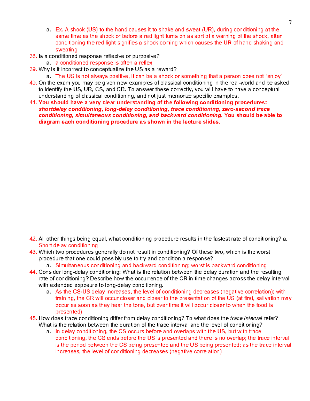 PSYC 213 Study Guide For Exam 1 S23 (7) - 7 A. Ex. A Shock (US) To The ...