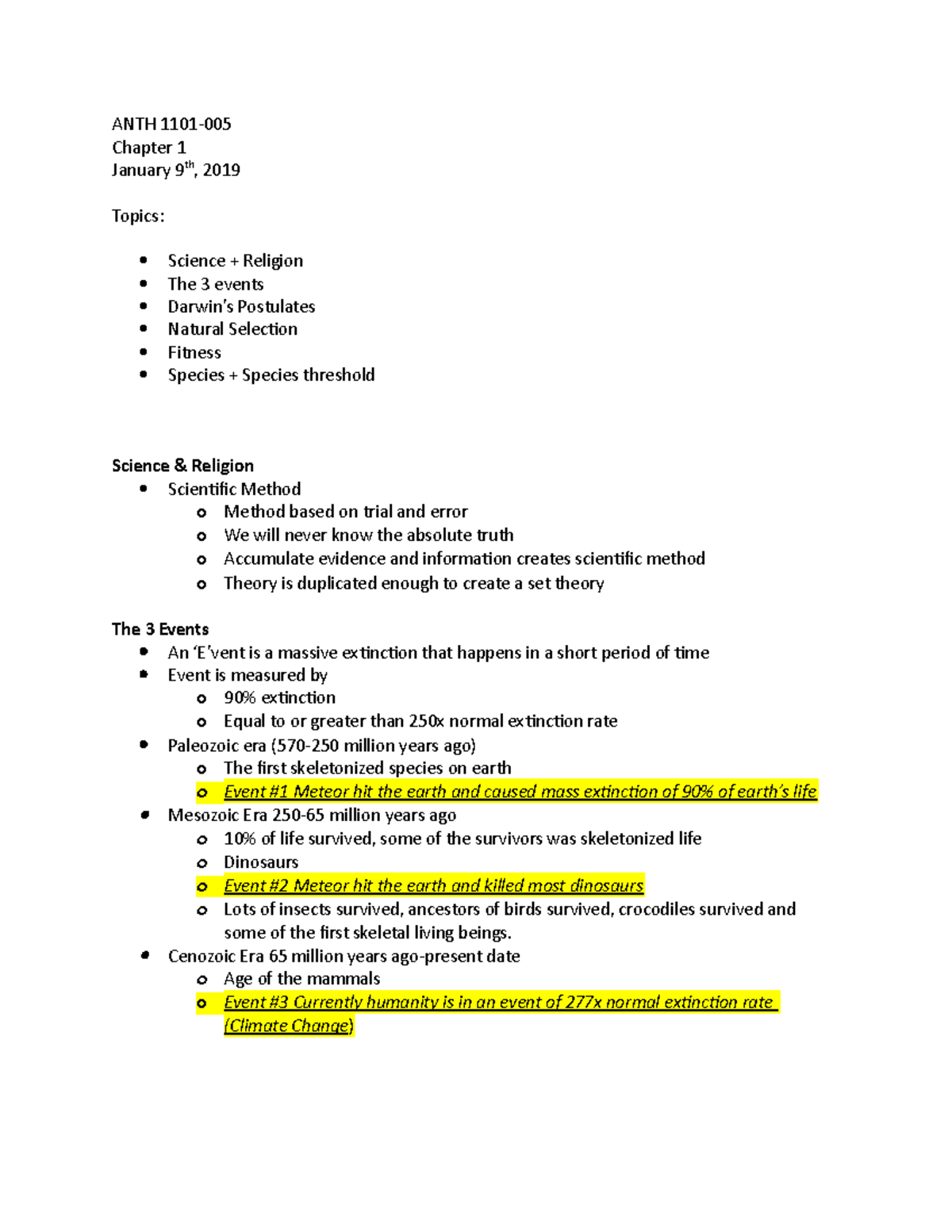ANTH 1101-Chapter 1 - Lecture notes Chapter 1 - ANTH 1101-005 Chapter 1 ...