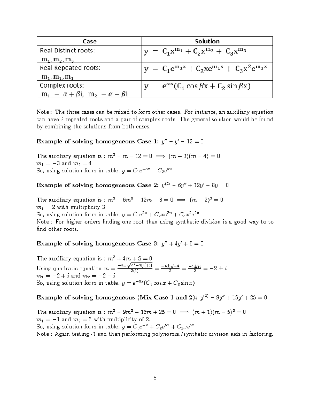 Differential Equations Lecture Notes78 Note The three cases can