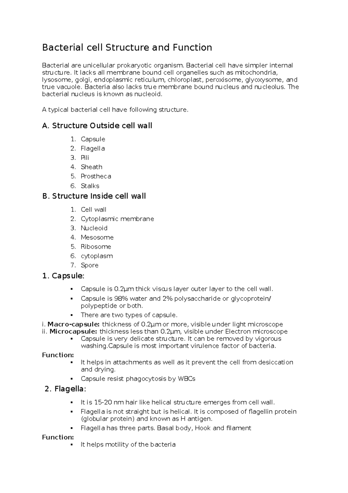 Chemical - it is a great notes - Bacterial cell Structure and Function ...