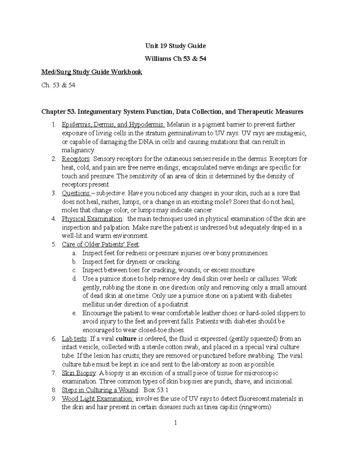 Unit 19 Study Guide LPN NOTES Unit 19 Study Guide Williams Ch 53