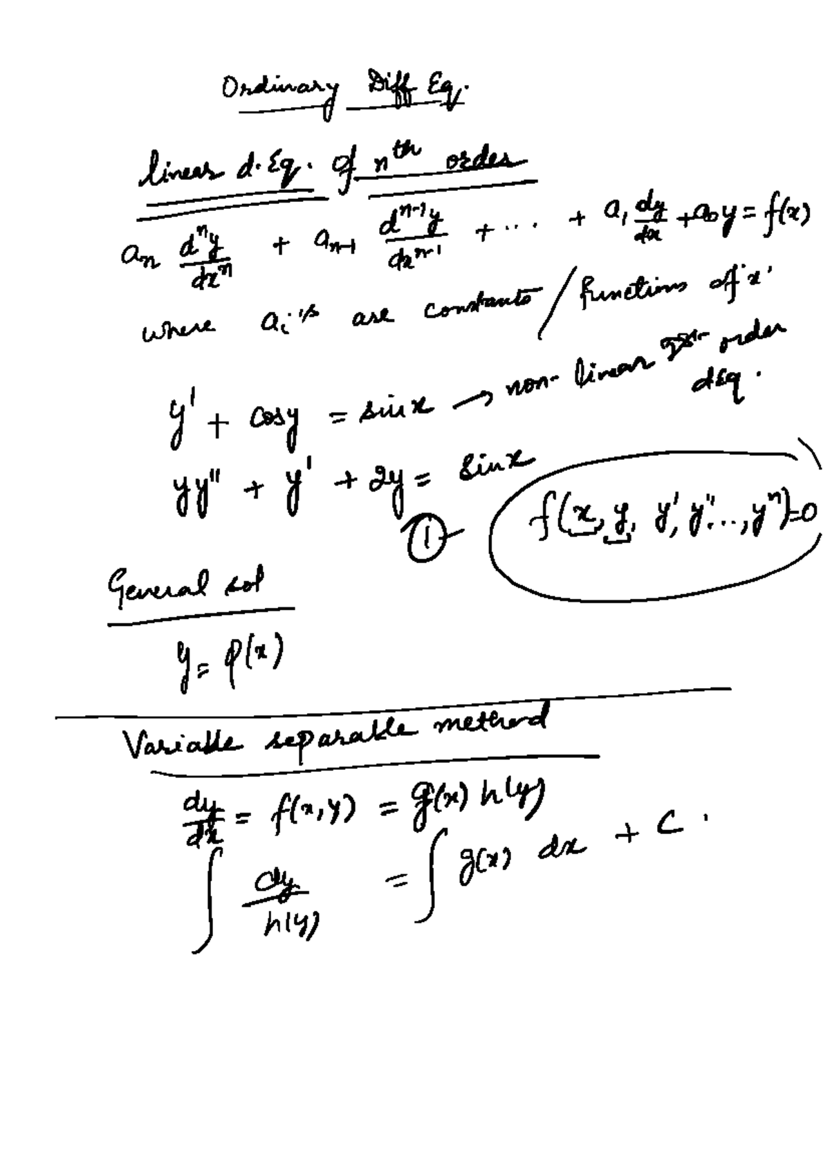 L2(ODE) - l2 notes - Ordinary Diff Eq. linear d. of nth order an a, dy ...