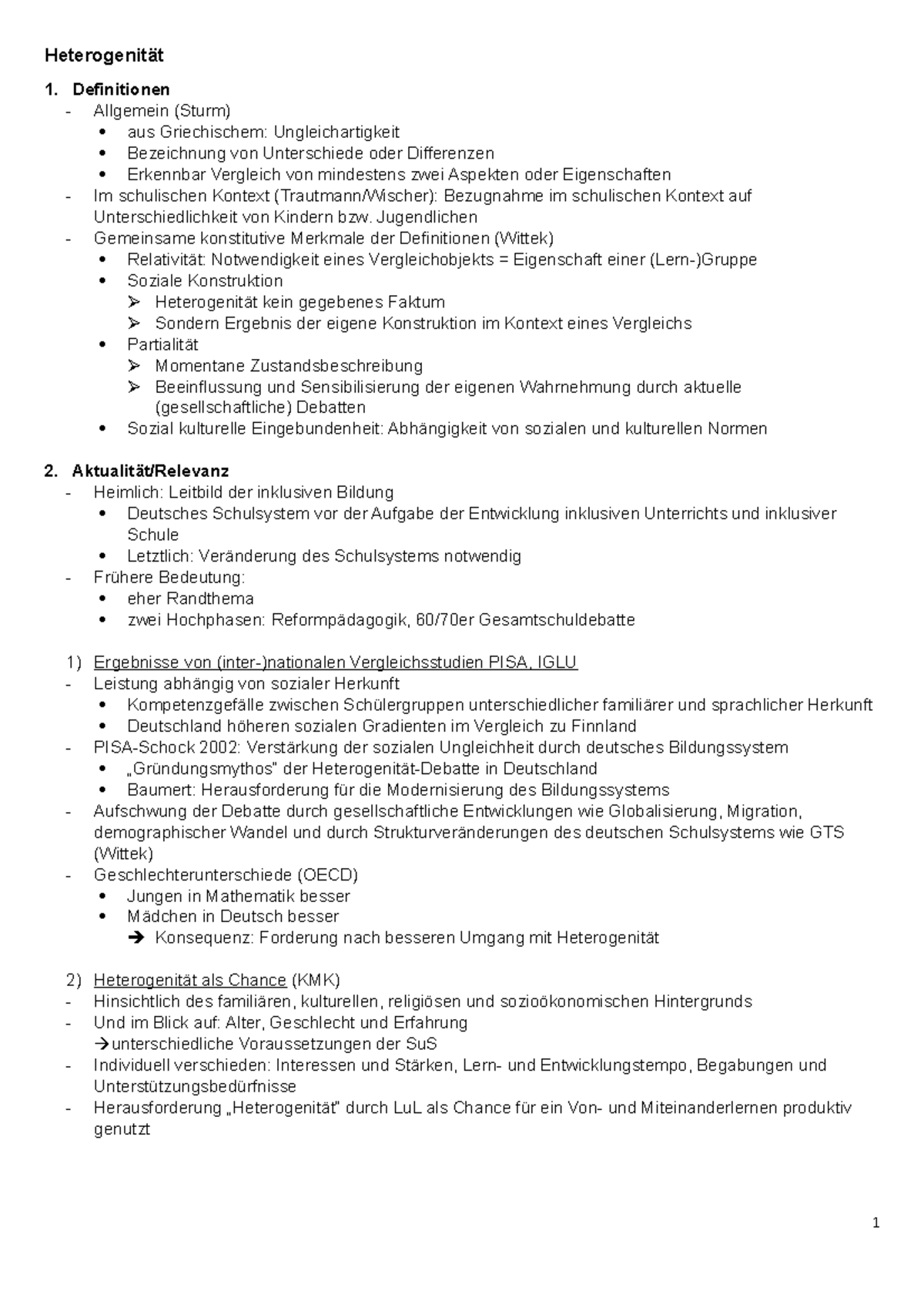 7 Heterogenität Heterogenität 1. Definitionen Allgemein (Sturm) aus