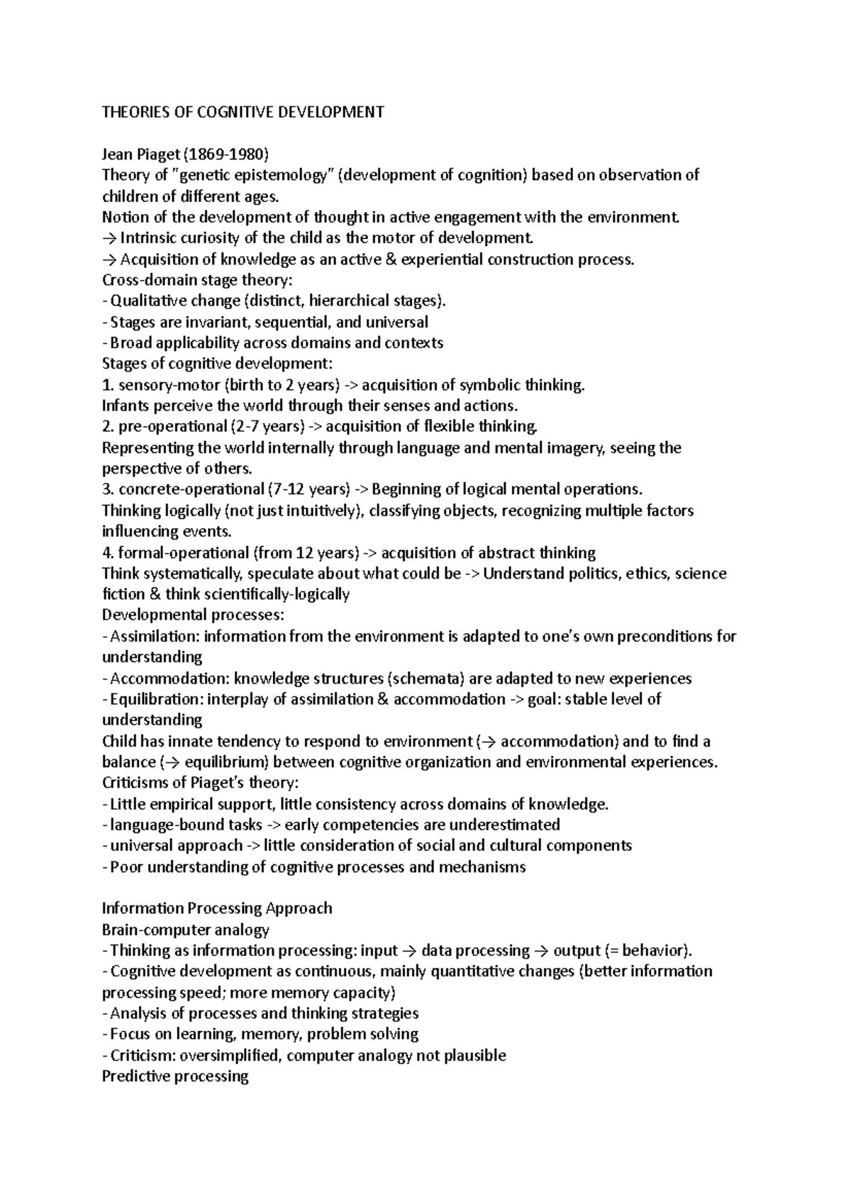 Theories OF Cognitive Development - THEORIES OF COGNITIVE DEVELOPMENT ...