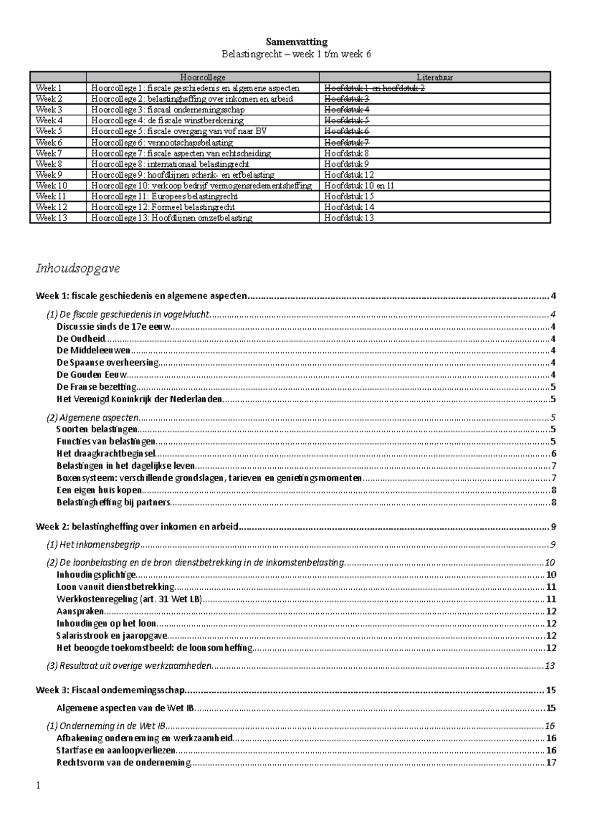 Belastingrecht Boek Week 1 6 Samenvatting Belastingrecht Week 1 T