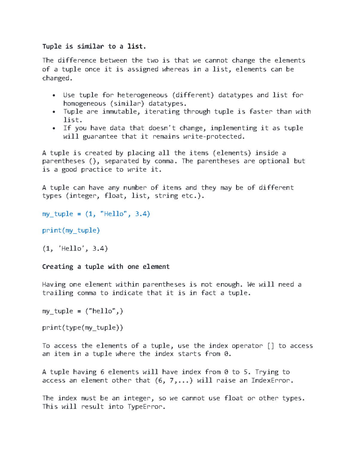 Tuple and Files - Tuple is similar to a list. The difference between ...