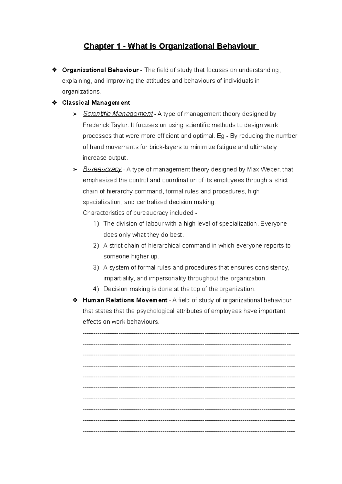 ADMS 2400 Chapter 1 - Chapter 1 - What is Organizational Behaviour ...