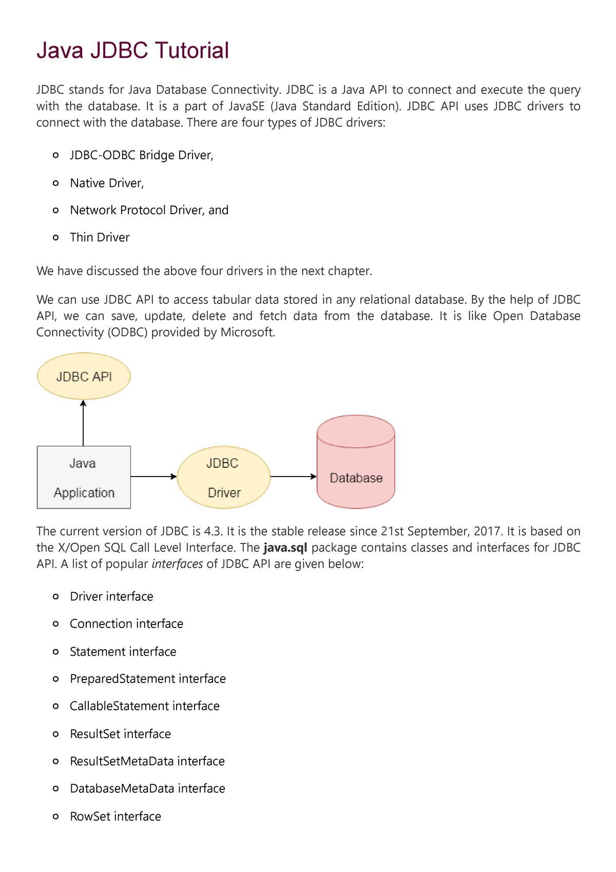 JDBC Tutorial What Is Java Database Connectivity(JDBC) - Javatpoint ...