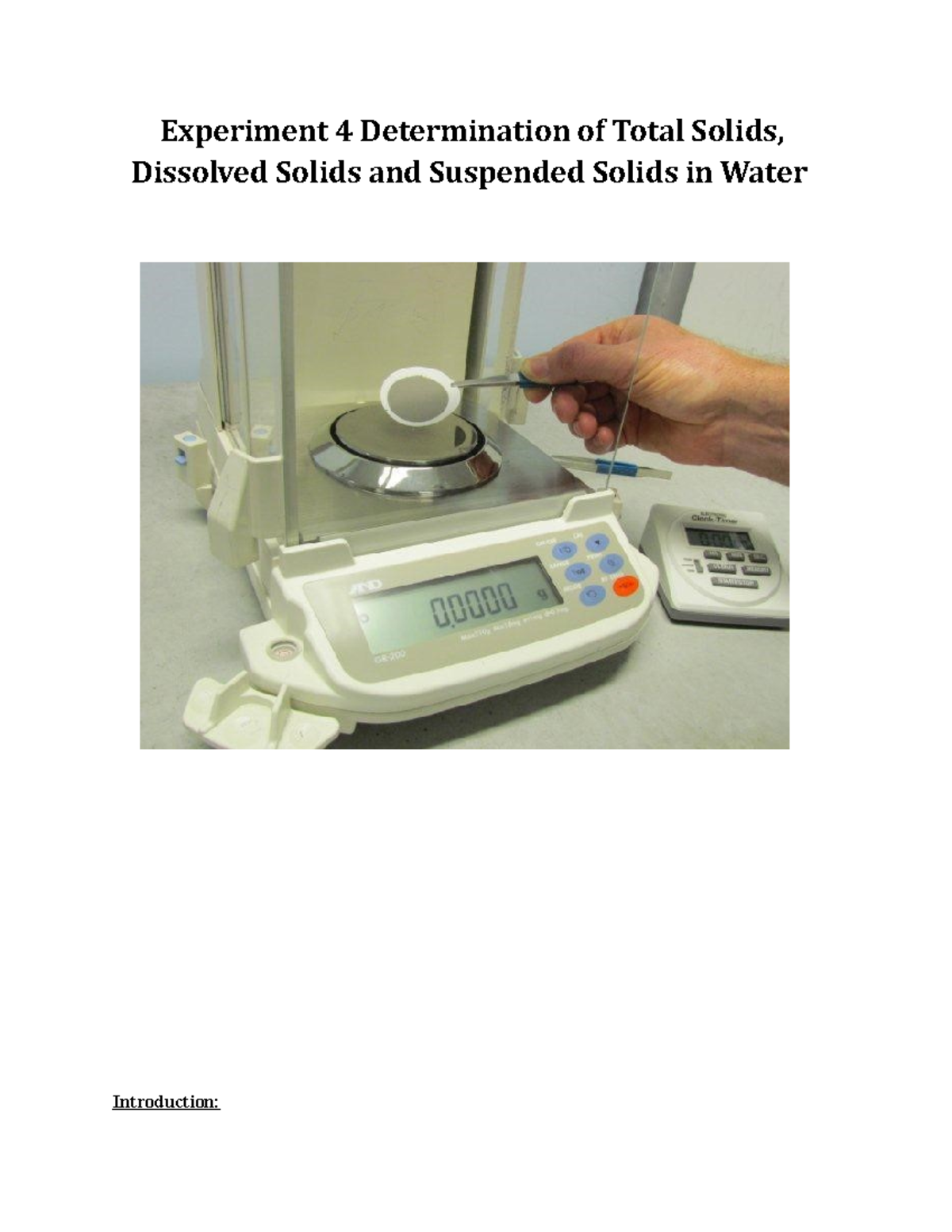 total solids experiment lab report