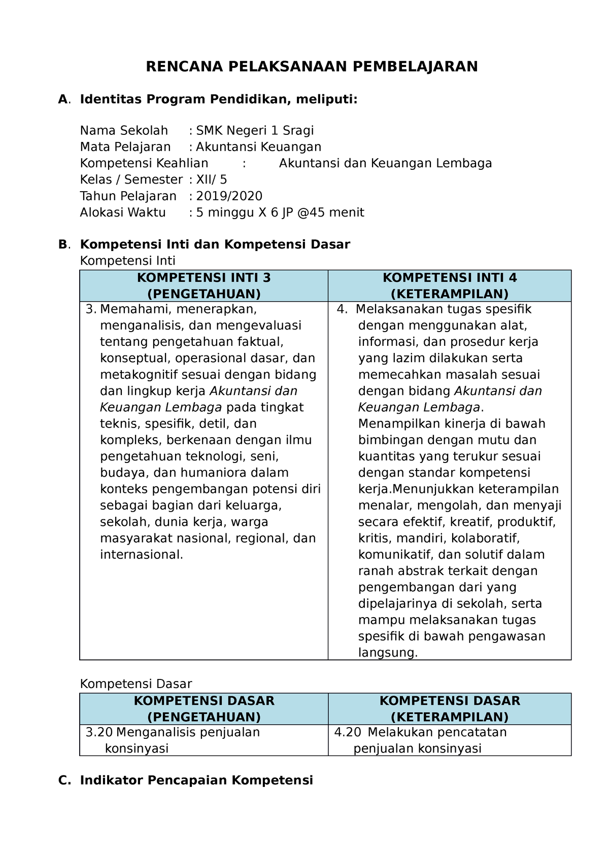 RPP - KD 3 - PEMBELAJARAN DENGAN KURIKULUM 2013 - RENCANA PELAKSANAAN ...