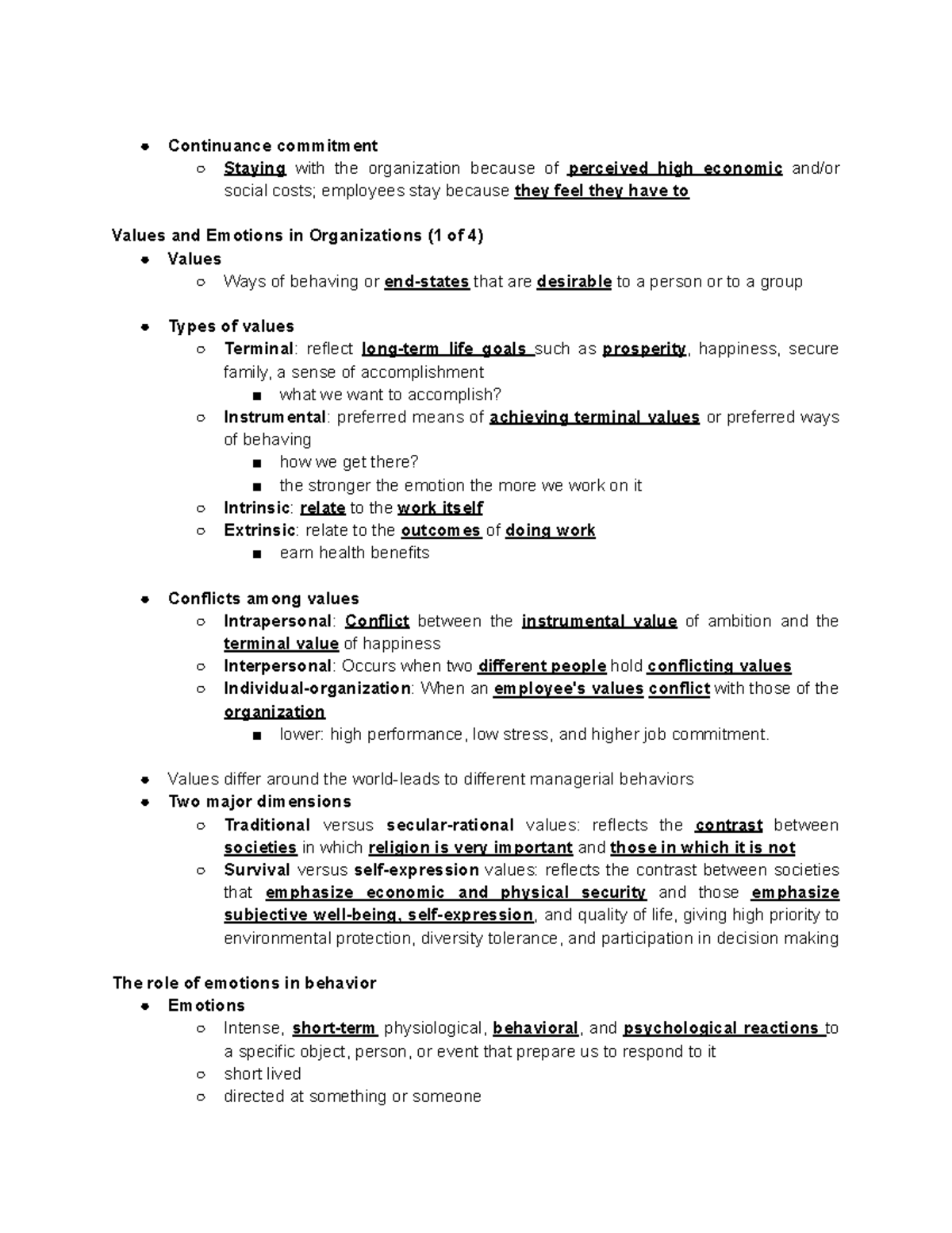 HBO Notes-21-22 - HBO Notes-21-22 - Continuance commitment Staying with ...