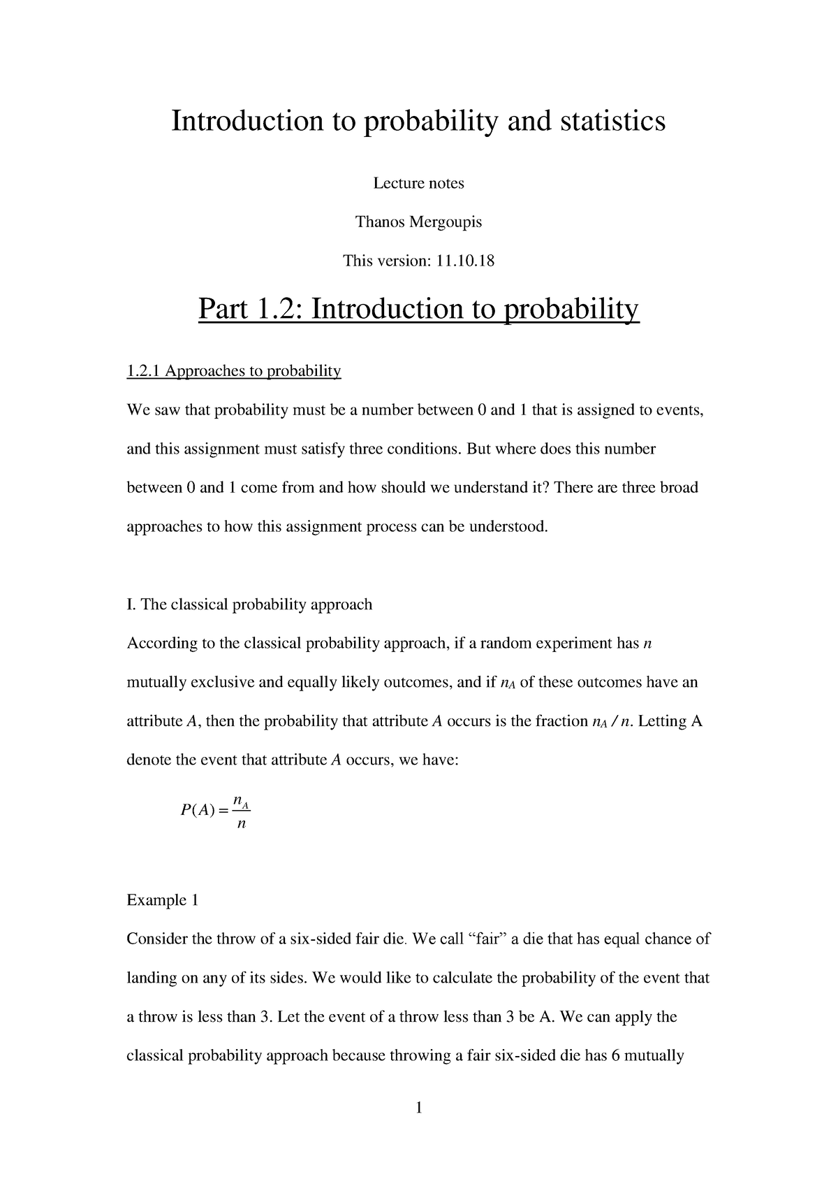 Part 1-2 Introduction To Probability -notes - Introduction To ...