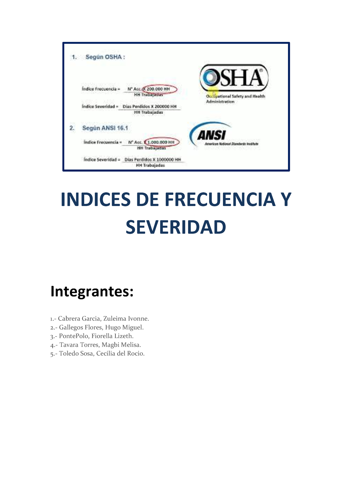 Tarea 4 Indices DE Frecuencia Y Severidad - INDICES DE FRECUENCIA Y ...