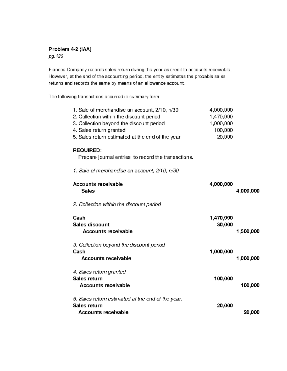 Fiancee Company - Accounts Receivable - Intermediate Accounting 1 ...