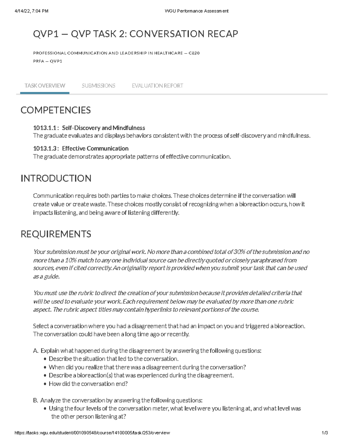 WGU Performance Assessment Task 2 Information Doc - C820 - WGU - Studocu