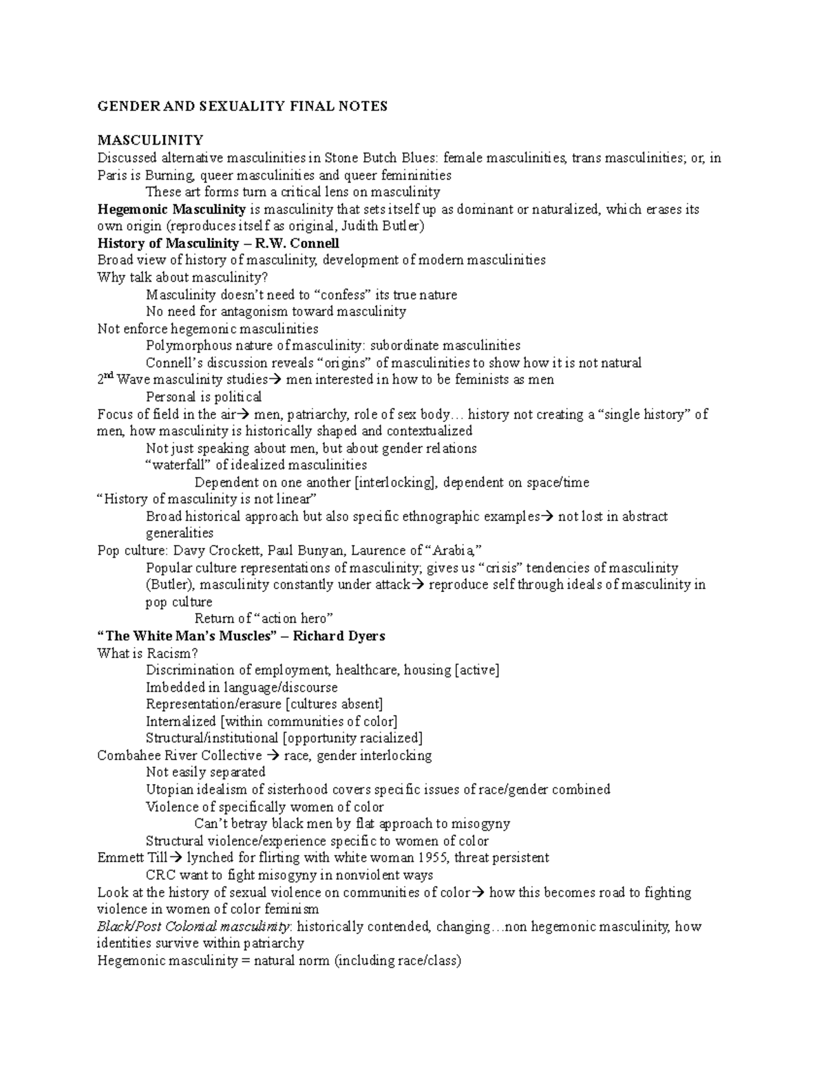 Gender AND Sexuality Final Notes - GENDER AND SEXUALITY FINAL NOTES ...