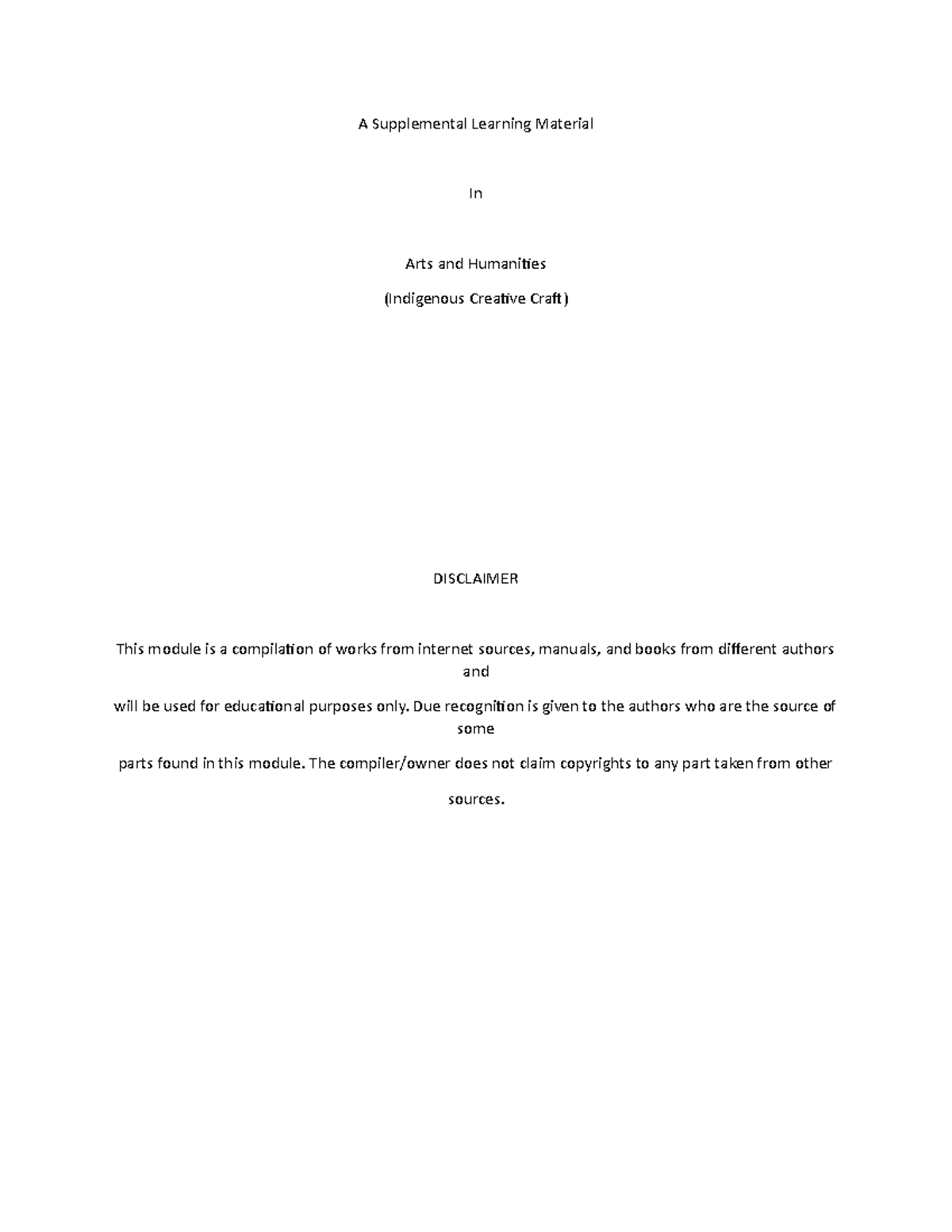 A Supplemental Learning Material 2 - A Supplemental Learning Material ...